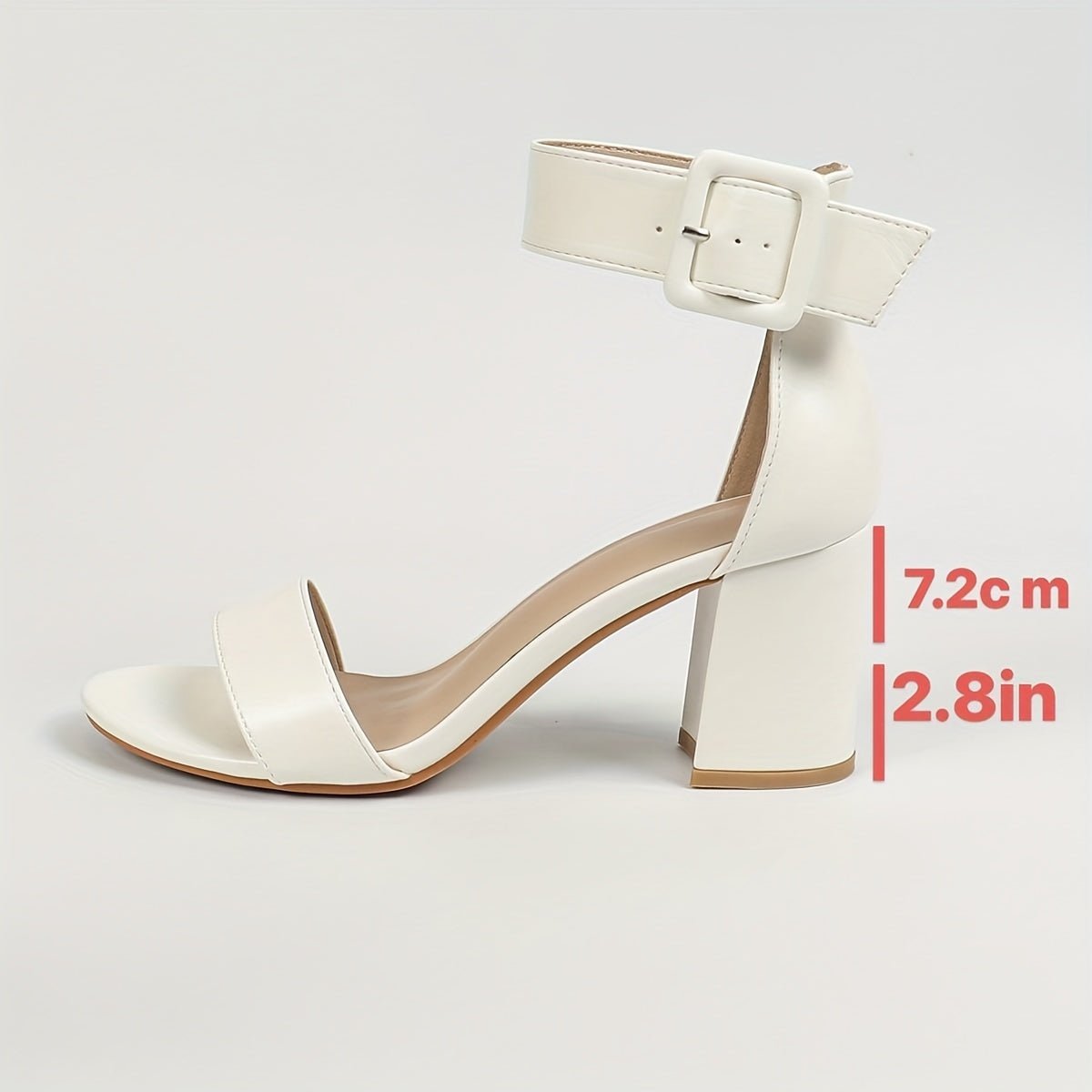 Elegant Women's White Block Heel Sandals - l3roma