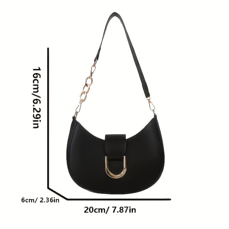 Elegant Black Crescent Moon Shoulder Bag for Women - l3roma