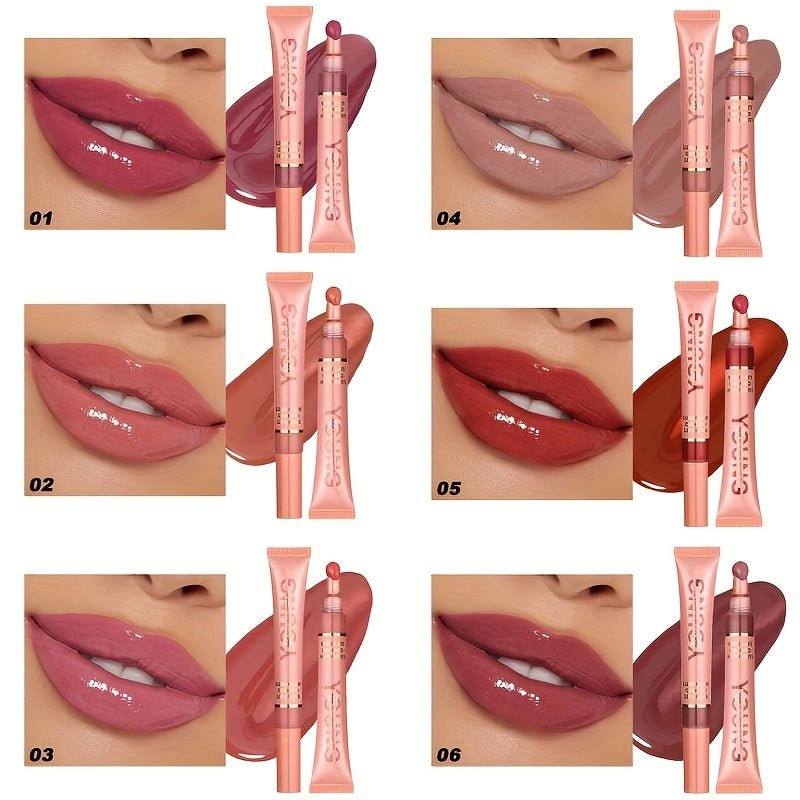 New Glossy Lip Gloss With Plush Brush - l3roma