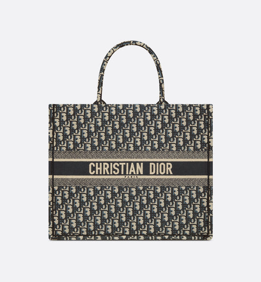 Dior Ecru Blue Book Tote - l3roma